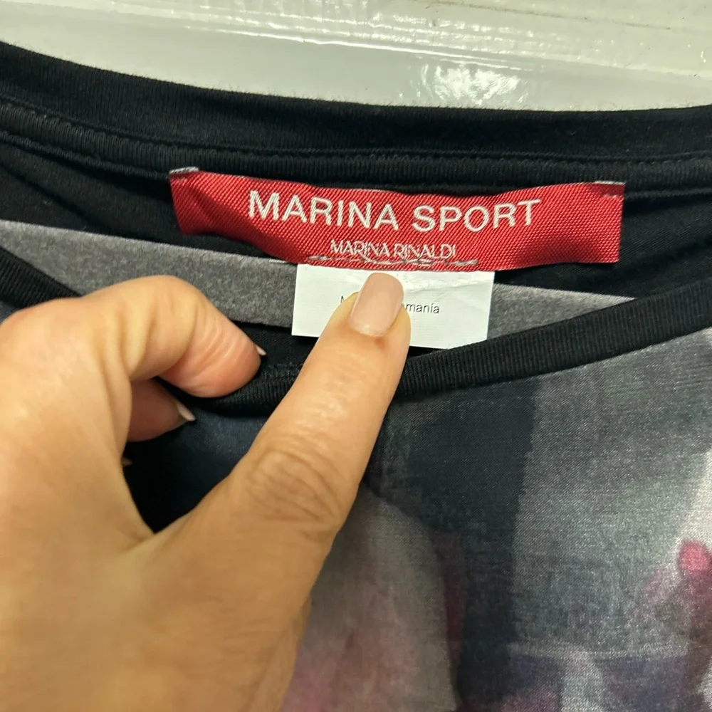 Marina Rinaldi Sport Black  Floral Top Kimono Sleeves Size XL - Picture 2 of 10